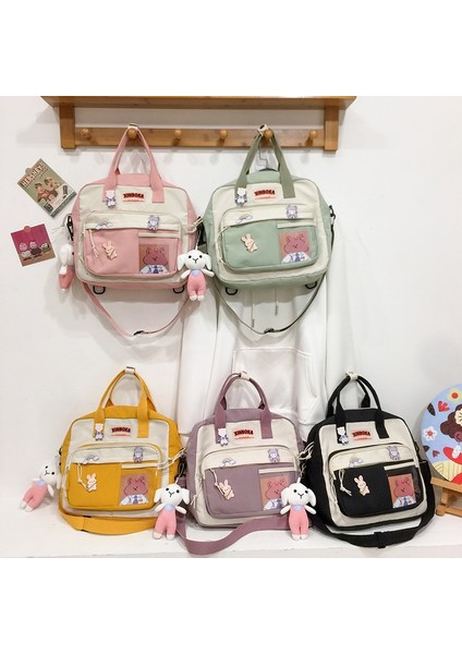 Yeşil Stil Aksesuarlarla Kawaii Yatay Sırt Çantası Genç Kız Için Taşınabilir Çok Fonksiyonlu Seyahat Omuz Çantaları Kadın Küçük Schoolbag Kadın Sırt Çantaları (Yurt Dışından) modelleri