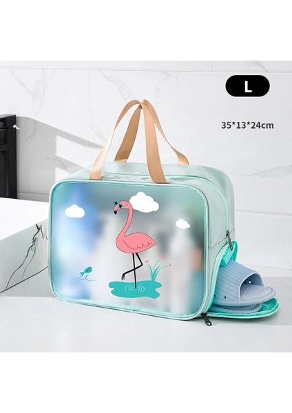 Flamingo Büyük Stil Kuru ve Islak Su Geçirmez Banyo Kozmetik Çantaları Kadın Şeffaf Makyaj Günlük Tuvalet Eşyaları Depolama Düzenleyici Büyük Kapasiteli Yıkama Torbası (Yurt Dışından)