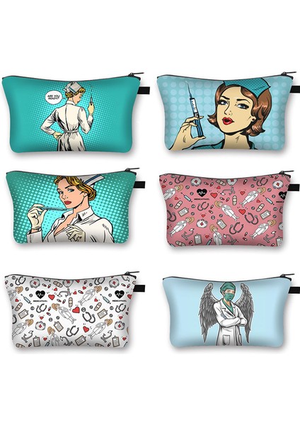 SHZBNURSE03 Stili Afro Hemşire Enjeksiyon Bayanlar Kozmetik Çantası Güzel Hemşire Makyaj Çantaları Kadın Kozmetik Çantası Moda Saklama Çantası (Yurt Dışından) fiyatları
