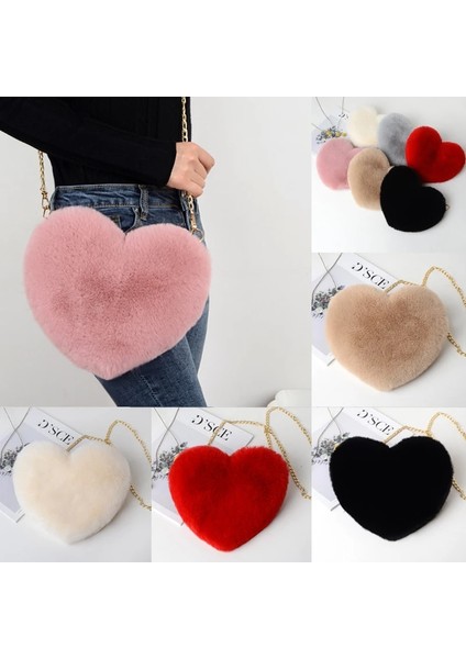 Krem Beyaz Tarzı 25CM x 20CM Moda Kalp Şeklinde Faux Kürk Crossbody Çanta Wome Için Yeni Cüzdan Çanta Zincir Omuz Çantası Zinciri Tatlı Bayan Kız Çanta (Yurt Dışından) fiyatları
