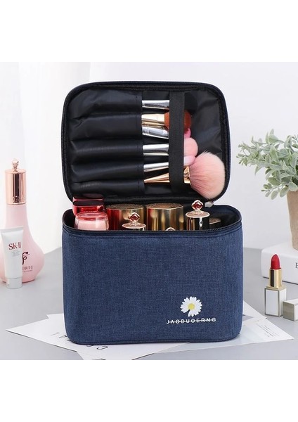 Pembe Stil 22X17X15CM Seyahat Su Geçirmez Taşınabilir Kadın Makyaj Çantası Yüksek Kapasiteli Tuvalet Organizatör Depolama Kozmetik Kılıfları Fermuar Yıkama Güzellik Kılıfı (Yurt Dışından)