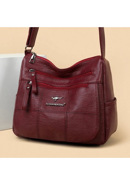 Burgundy Style 1 Style Wome Için Yumuşak Pu Deri Crossbody Çanta Lüks Çanta Kadın Çanta Tasarımcısı Yüksek Li Omuz Messenger Çanta Ana Kesesi (Yurt Dışından)