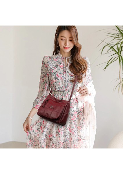 Burgundy Style 1 Style Wome Için Yumuşak Pu Deri Crossbody Çanta Lüks Çanta Kadın Çanta Tasarımcısı Yüksek Li Omuz Messenger Çanta Ana Kesesi (Yurt Dışından)