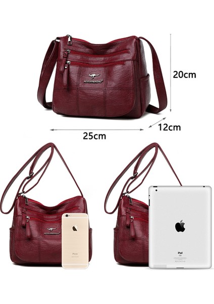 Burgundy Style 1 Style Wome Için Yumuşak Pu Deri Crossbody Çanta Lüks Çanta Kadın Çanta Tasarımcısı Yüksek Li Omuz Messenger Çanta Ana Kesesi (Yurt Dışından)