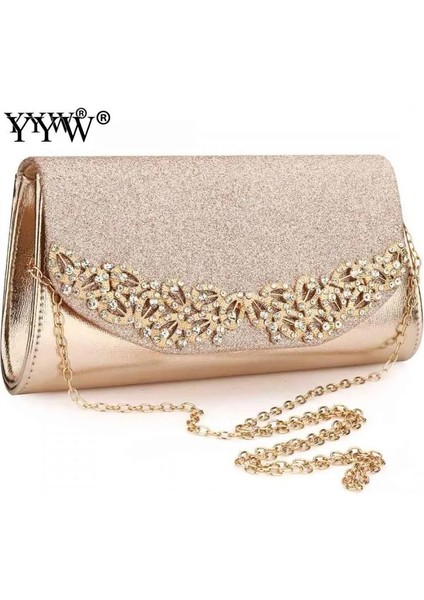 Gül Altın Tarzı Yyw Ampagne Düğün Debriyaj Kadın Akşam Çanta Ana Kesesi Femme Altın Gümüş Büyük Kapasiteli Lüks Florl Rhinestone Manşonlar (Yurt Dışından) fırsatları