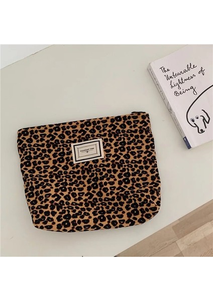 B Tarzı Yeni Leopar Baskı Kozmetik Çantası Koreli Kadın Ekose Kozmetik Kılıfı Büyük Kapasiteli Kadın Seyahat Makyaj Saklama Çantası Güzellik Kılıfları (Yurt Dışından)