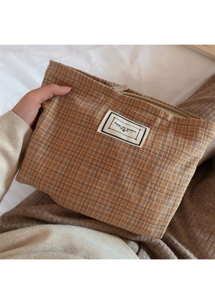 Kara Sarı Tarzı Yeni Leopar Baskı Kozmetik Çantası Koreli Kadın Ekose Kozmetik Kılıfı Büyük Kapasiteli Kadın Seyahat Makyaj Saklama Çantası Güzellik Kılıfları (Yurt Dışından)