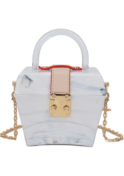 Beyaz Stil 13X6X11CM Parti Tasarımcısı Akrilik Jöle Kutusu Akşam Çanta Wome Altıgen Lüks Üst Saplı Akşam Yemeği Debriyaj Çantalar Bayan Çanta ve Çanta (Yurt Dışından)