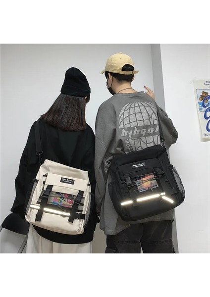 Siyah Stil Yeni Gerçek Fotoğraf Kanvas Çanta Sevimli Joker Kız Omuz Çantası Öğrenci Sınıfı Orman Postacı Çantası Messenger Çanta (Yurt Dışından) fırsatları