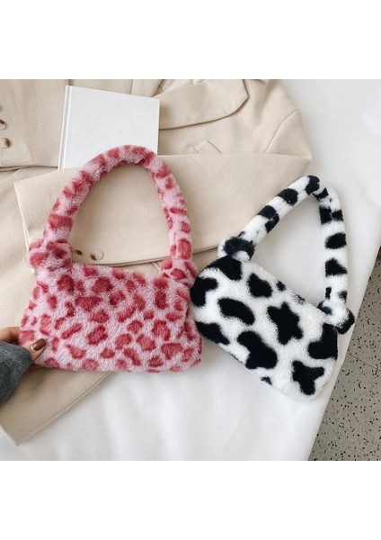 No.2 Tarzı 2021 Ins Moda Kadın Inek Baskı Kalıp Çanta Kadın Kış Peluş Koltukaltı Çanta Leopar Zebra Desen Kabarık Bez Çantalar (Yurt Dışından)