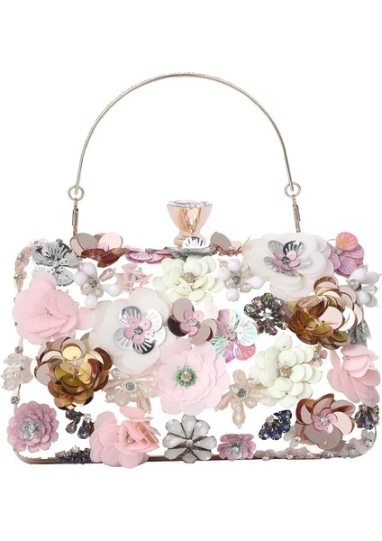 Pembe Tarzı Bayan Floralcrystal Rhinestone Debriyaj Çanta Kızlar Akşam Çanta Tasarımcı Akşam Çanta Düğün Balo Ziyafet Partisi Için (Yurt Dışından)