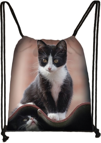 SKDBLACKCATS23 Stili Sevimli Siyah Kedi Ipli Çanta Kadın Alışveriş Çantaları Kanvas Seyahat Çantası Moda Saklama Torbaları Genç Kız Sırt Çantası (Yurt Dışından)