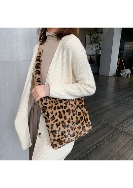 Pembe Tarzı 29X26X2CM Wome Için Retro Leopar Baskı Crossbody Çanta Sonbahar Kış Peluş Yumuşak Omuz Messenger Çanta Çanta Kabarık Sıcak Kürk Çanta (Yurt Dışından) modelleri