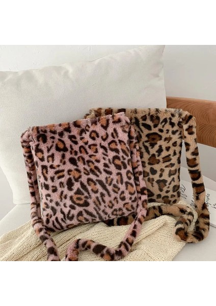 Pembe Tarzı 29X26X2CM Wome Için Retro Leopar Baskı Crossbody Çanta Sonbahar Kış Peluş Yumuşak Omuz Messenger Çanta Çanta Kabarık Sıcak Kürk Çanta (Yurt Dışından) indirimleri