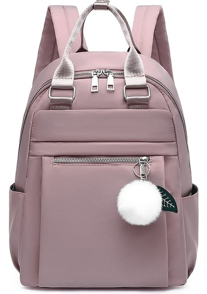 Pembe Tarzı Fengdong Kadın Moda Sırt Çantası Kadın Su Geçirmez Hafif Rahat Seyahat Sırt Çantası Sevimli Peluş Top Kırmızı Mavi Siyah Sırt Çantası (Yurt Dışından)