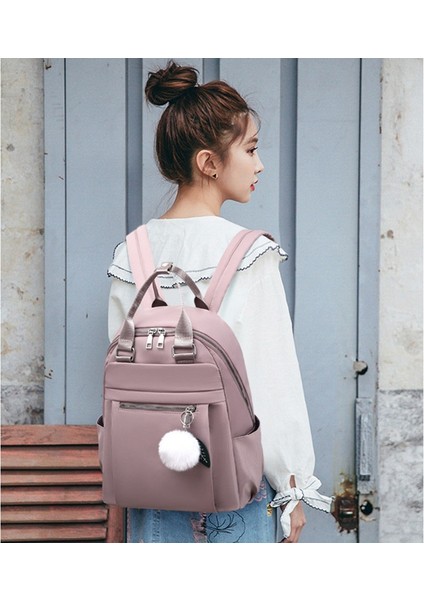 Pembe Tarzı Fengdong Kadın Moda Sırt Çantası Kadın Su Geçirmez Hafif Rahat Seyahat Sırt Çantası Sevimli Peluş Top Kırmızı Mavi Siyah Sırt Çantası (Yurt Dışından) fırsatları