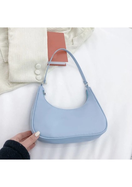 Mavi Stil 27CM x 21CM x 7cm Naylon Rahat Omuz Koltukaltı Çantası Wome Için Yeni Moda Bayan Fermuar Hobos Küçük Çanta Üst-Kolu Kız Baget Çanta Çanta (Yurt Dışından)