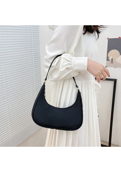 Mavi Stil 27CM x 21CM x 7cm Naylon Rahat Omuz Koltukaltı Çantası Wome Için Yeni Moda Bayan Fermuar Hobos Küçük Çanta Üst-Kolu Kız Baget Çanta Çanta (Yurt Dışından) indirimleri