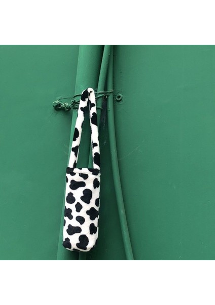 Çiçek B Tarzı Fashion Smiley Women Water Cup Shoulder Bag Soft Plush Portable Girls Student Bottle Bucket Bags Cute Cow Pattern Purse Handbags (Yurt Dışından)