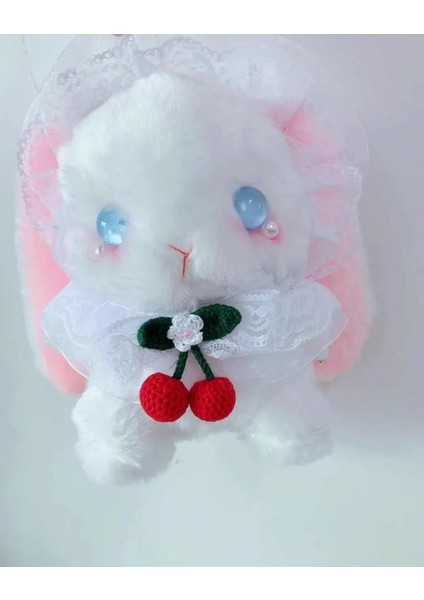 Mavi Göz Stili Kızlar Için Yeni Japon Lolita Omuz Çantaları Cosplay Peluş Dantel Lop Kulak Tavşan Inci Messenger Çanta Küçük Oyuncak Telefon Para Çantası (Yurt Dışından)