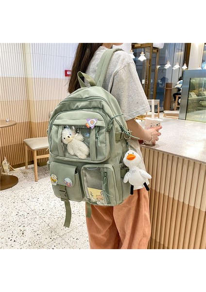 Bej Tarzı Sadece-Çanta Sevimli Kadınlar Büyük Kapasiteli Sırt Çantası Su Geçirmez Naylon Kadın Schoolbag Kolej Bayan Dizüstü Sırt Çantaları Kawaii Kız Seyahat Kitap Çantaları (Yurt Dışından) fiyatları