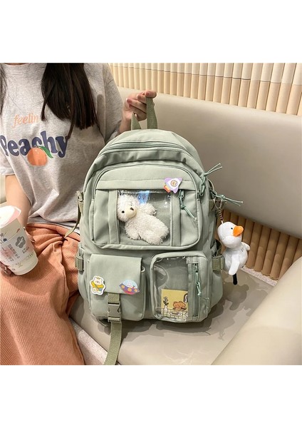 Bej Tarzı Sadece-Çanta Sevimli Kadınlar Büyük Kapasiteli Sırt Çantası Su Geçirmez Naylon Kadın Schoolbag Kolej Bayan Dizüstü Sırt Çantaları Kawaii Kız Seyahat Kitap Çantaları (Yurt Dışından) modelleri