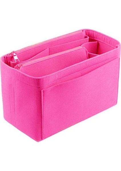 Gül Kırmızı Tarzı 34X17X18CM Yeni Popüler Kadın Makyaj Organizatör Keçe Bez Ekleme Çantası Çok Fonksiyonlu Seyahat Kozmetik Çantası Kız Depolama Tuvalet Astar Çantaları (Yurt Dışından)