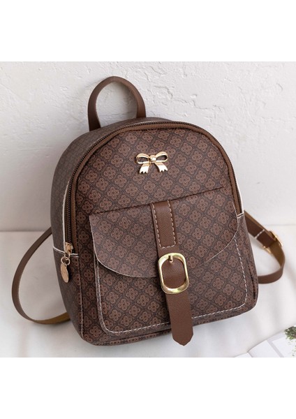 Koyu Haki Stili Baskı Retro Mektup Lüks Tasarımcı Pu Deri Kadınlar Için Küçük Sırt Çantası Yenı Trendy Kız Öğrencileri Sırt Çantaları Seyahat Çantası Mochila (Yurt Dışından)