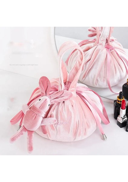 D Gri 1 Stili 50X50CM Kozmetik Çantası Moda Yuvarlak Kadife Makyaj Çantası Ipli Seyahat Makyaj Organizatör Kadın Depolama Tuvalet Seti Durumda Güzellik Kılıfı (Yurt Dışından)
