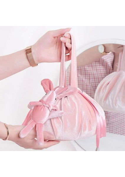 D Gri 1 Stili 50X50CM Kozmetik Çantası Moda Yuvarlak Kadife Makyaj Çantası Ipli Seyahat Makyaj Organizatör Kadın Depolama Tuvalet Seti Durumda Güzellik Kılıfı (Yurt Dışından)