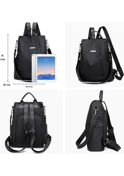 Siyah Bir Stil Kadın Hırsızlığa Karşı Sırt Çantası Su Geçirmez Kumaş Büyük Kadın Omuz Çantası Oxford Büyük Kapasiteli Basit Stil Rahat Mochila Seyahat (Yurt Dışından) fırsatları
