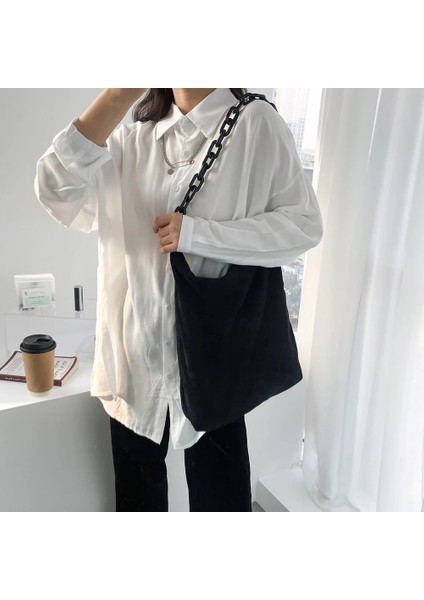 Siyah Stil Yazın 38X34X5CM 2021 Kadın Kadife Omuz Çantaları Retro Leopar Desen Çanta Kalın Zincir Tote Çanta Kadın Büyük Kapasiteli Kova Çanta (Yurt Dışından) fırsatları