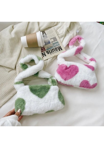 Beyaz Stil 25X14X3CM Ins Kadınlar Çiçek Baskı Kalıpçı Çanta Yeni Kış Sıcak Yumuşak Peluş Koltukaltı Çanta Leopar Zebra Inek Baskı Kabarık Bez Çantalar (Yurt Dışından) modelleri