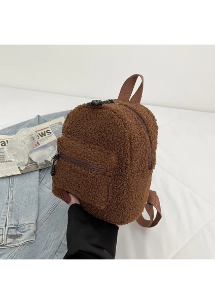Beyaz Stil Metninizi Özelleştirin Kişiselleştirilmiş Kore Mini Sırt Çantası Kızlar Için Özel Kawaii Peluş Kadın Sırt Çantası Omuz Çantası Kış Faux Kuzu Polar Sırt Çantası (Yurt Dışından) fırsatları