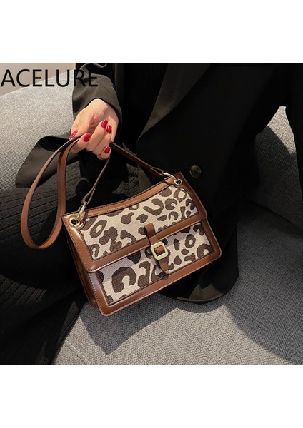 7606 Siyah Stil Bs Acelure Büyük Kapasiteli Koltukaltı Kadın Yeni Tüm Maç Leopar Omuz Crossbody Çanta Moda Tüm Maç Kadın Tote Kova Çanta (Yurt Dışından) modelleri
