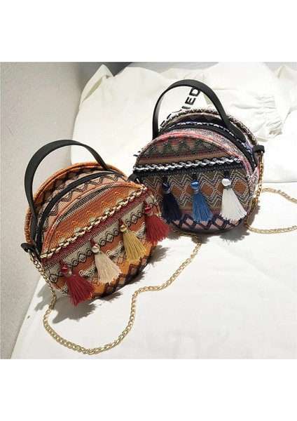 A1 Stili Rahat El Dokuma Hobo Crossbody Ettraw Çanta Kadın Çanta Retro Flap Rattan Hasır Plaj Püskül Kadın Postacı Çantaları (Yurt Dışından) fırsatları