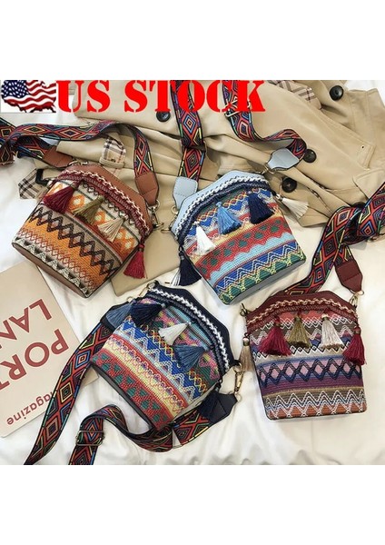 A1 Stili Rahat El Dokuma Hobo Crossbody Ettraw Çanta Kadın Çanta Retro Flap Rattan Hasır Plaj Püskül Kadın Postacı Çantaları (Yurt Dışından) indirimleri