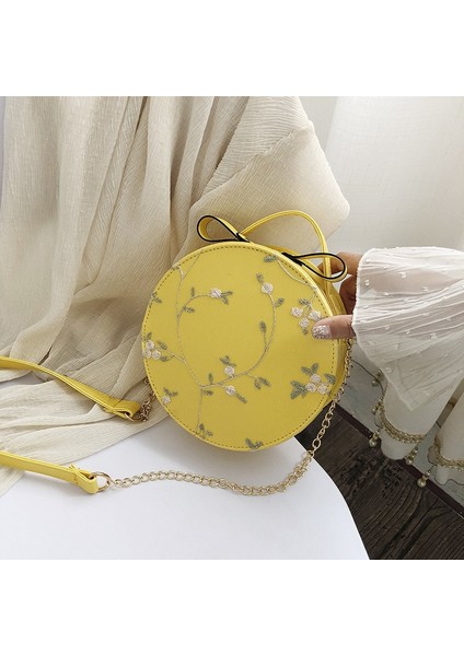 Yeşil-Kalp Tarzı Sıcak Satış Tatlı Dantel Yuvarlak Çanta Womemall Taze Çiçek Zincir Omuz Için Yüksek Li Pu Deri Kadın Crossbody Çanta (Yurt Dışından)