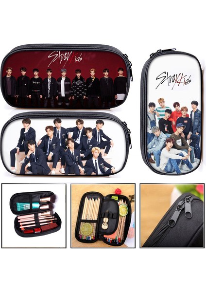QBBSTRAYS17 Stili Kpop Kaçak Çocuklar Kalem Çantası Kadın Makyaj Çantası Başıboş Çocuklar Mınho Jısung Woojın Changbın Felıx Genç Kalem Kutusu Kozmetik Kılıfları (Yurt Dışından) fiyatları