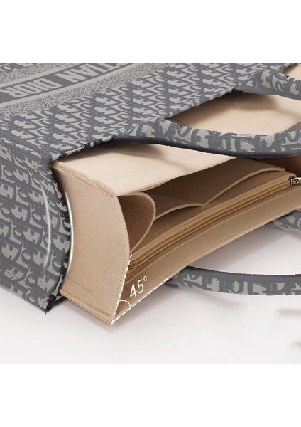 Bej Kapak Stili 31,5X12X18.5 Depolama Çanta Düzenleyici Ekleme 1:1 Tasarım ， Fermuarlı Keçe Çanta Düzenleyici ， Kitap Çantası Için Çanta ve Tote Şekillendirici (Yurt Dışından) modelleri