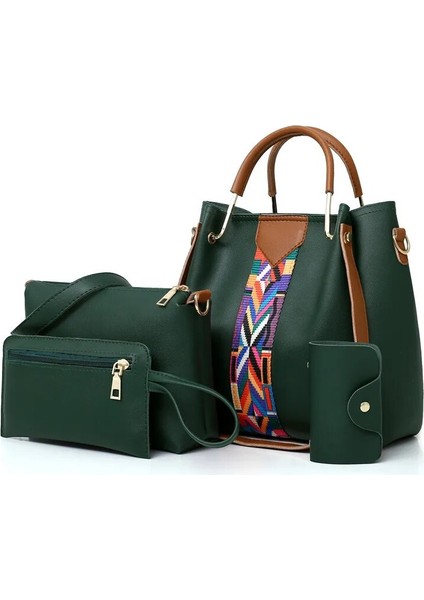 Yeşil Stil Yeni Stil Tüm Maç Kadın Messenger Çanta Dört Bir Set Çanta Omuz Çantaları Moda Kompozit Çantalar (Yurt Dışından)
