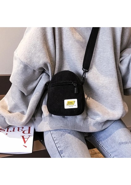 Sarı Stil Kadın Mini Kanvas Omuz Çantası Küçük Kadife Kumaş Messenger Çanta Tuşları Için Telefon Pembe Crossbody Çanta Kızlar Için Sevimli Fermuar Çanta (Yurt Dışından)