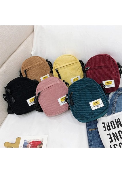 Sarı Stil Kadın Mini Kanvas Omuz Çantası Küçük Kadife Kumaş Messenger Çanta Tuşları Için Telefon Pembe Crossbody Çanta Kızlar Için Sevimli Fermuar Çanta (Yurt Dışından)