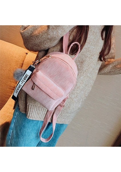 Pembe Tarzı Sevimli Kadife Sırt Çantası Gençler Çocuklar Için Mini Sırt Çantası Kawaii Kız Çocuklar Küçük Sırt Çantaları Kadın Packbags Kürk Top Okul Çantası (Yurt Dışından)