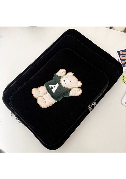 Siyah Stil 14.9 15 Inç Japon Ins Ipad Pro Inç Laptop Çantası Kore Karikatür Ayı Inç Tablet Koruyucu Iç Kol Çanta Kılıfı (Yurt Dışından)
