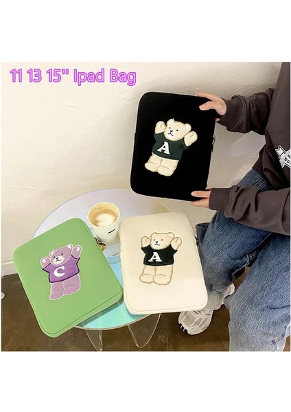 Siyah Stil 14.9 15 Inç Japon Ins Ipad Pro Inç Laptop Çantası Kore Karikatür Ayı Inç Tablet Koruyucu Iç Kol Çanta Kılıfı (Yurt Dışından) fırsatları