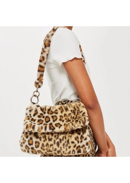 Bej Leopar C Stili Kürk Çanta Hayvan Baskı Leopar Çanta Kadın Bayanlar Kış Sıcak Crossbody Çanta Ünlü Büyük Kapasiteli Shoudler Clutew (Yurt Dışından) modelleri