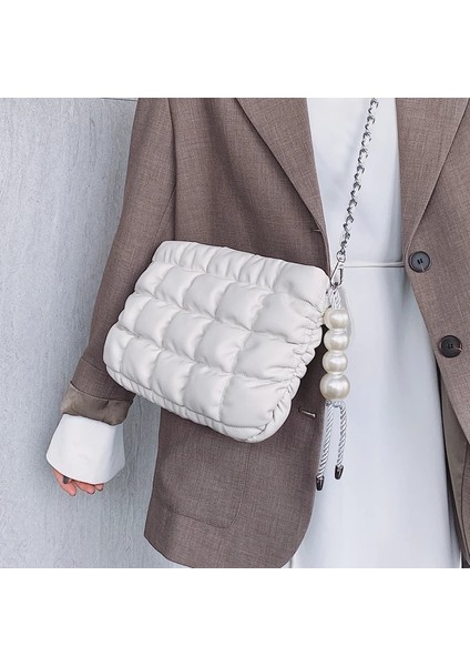 Haki Tarzı 21X8X14 Nazik Rüzgar Inci Omuz Çantası Messenger Çanta Kadın Ew Vahşi Moda Yumuşak Çanta Küçük Kare Paket (Yurt Dışından) modelleri