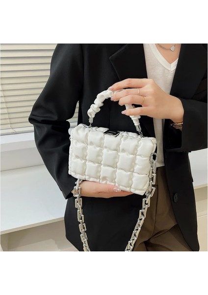 Haki Tarzı 21X8X14 Nazik Rüzgar Inci Omuz Çantası Messenger Çanta Kadın Ew Vahşi Moda Yumuşak Çanta Küçük Kare Paket (Yurt Dışından) indirimleri