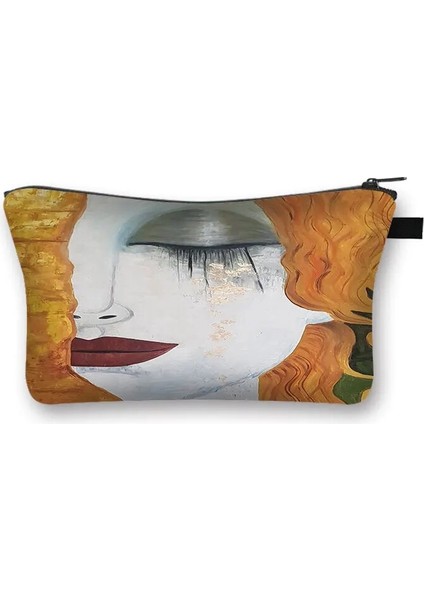 SHZBMONET11 Stili Yağlıboya Gözyaşları Öpücük Gustav Klimt Kozmetik Çantası Yıldızlı Gece Nilüfer Makyaj Çantası Kadın Kozmetik Çantası Saklama Çantası (Yurt Dışından)